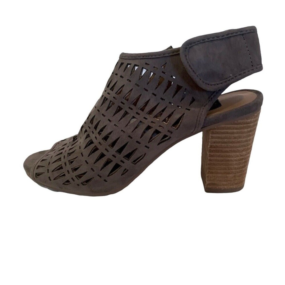 David Aaron Perforated Peep Toe Booties Taupe Size 7.5